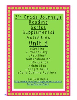 Preview of 3rd Grade Journeys Reading Series Supplemental Activity Pack Unit 1