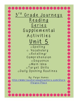 Preview of 3rd Grade Journeys Reading Series Supplemental Activity Pack Unit 5