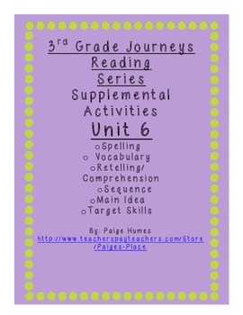 Preview of 3rd Grade Journeys Reading Series Supplemental Activity Pack Unit 6