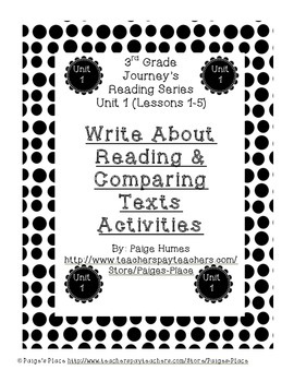 Preview of 3rd Grade Journey's Write About Reading & Comparing Texts Activities Unit 1