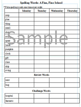 Preview of 3rd Grade: L-1 A Fine, Fine, School Journeys Common Core Spelling Worksheet