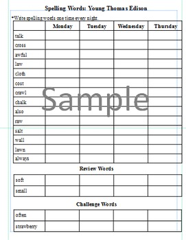 Preview of 3rd Grade: L-10 Young Thomas Edison Journeys Common Core Spelling Worksheet