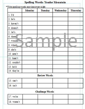 Preview of 3rd Grade: L-13 Yonder Mountain Journeys Common Core Spelling Worksheet