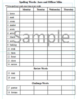 Preview of 3rd Grade: L-14 Aero and Officer Mike Journeys Common Core Spelling Worksheet