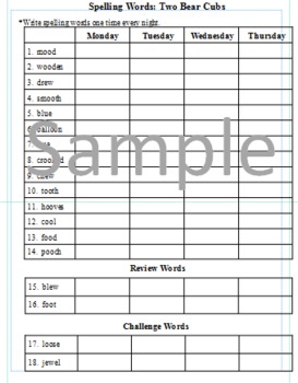 Preview of 3rd Grade: L-19 Two Bear Cubs Journeys Common Core Spelling Worksheet