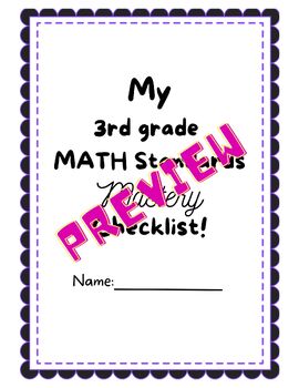 Preview of 3rd Grade LA Math Standards Mastery Checklist for STUDENTS! (or teachers)