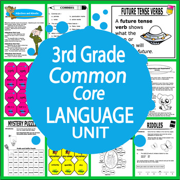 Preview of 3rd Grade LANGUAGE & GRAMMAR Lessons Unit – ELA Practice Activities & Test Prep