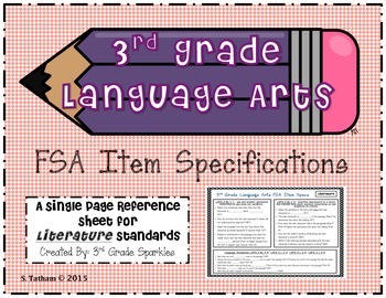 Preview of 3rd Grade Language Arts FSA Item Specifications