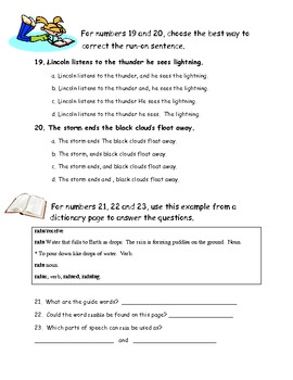 3rd Grade Language Arts Test----Sentences by Jamie Seymour ...