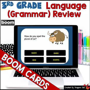 Preview of 3rd Grade Language (Grammar) Review Digital Boom Cards