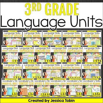 Preview of 3rd Grade Language Domain Bundle - Language and Grammar Worksheets and Lessons