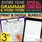 3rd Grade Language (Grammar) Spiral Review & Quizzes | DIG