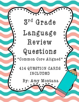 Preview of 3rd Grade Language Review Question Cards for Common Core {414 Cards Included}