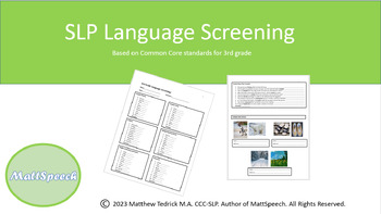 Preview of 3rd Grade Language Screening - Speech Therapy