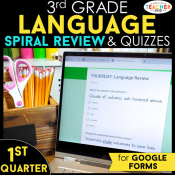 Preview of 3rd Grade Language Spiral Review Google Classroom Distance Learning 1st QUARTER