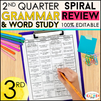 Preview of 3rd Grade Language Spiral Review & Quizzes | Daily Grammar Review | 2nd QUARTER