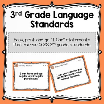 Preview of 3rd Grade Language Standards - "I Can" Statements