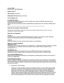 Preview of 3rd Grade Lesson Plan - Movement and Multiplication