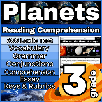 Preview of 3rd Grade Lexile 600 Planets Reading Comprehension Passage (Great Test Prep!)