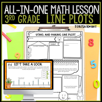 Preview of 3rd Grade Line Plots Math Lesson and Activities with PowerPoint Slides