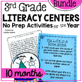 3rd Grade NO PREP Literacy Centers - Fall, Winter, Spring,