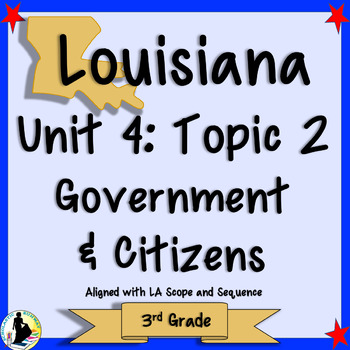 Preview of 3rd Grade Louisiana History Government Citizens Unit 4 Topic 2 | Social Studies