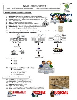 Preview of 3rd Grade Louisiana S. Studies: Ch. 5 Lesson1&2 Study Guide/Test