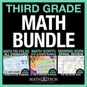 Preview of 3rd Grade Math Review | Math Intervention, Test Prep, Worksheets Yearlong Bundle