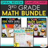 3rd Grade MATH BUNDLE | Spiral Review, Games & Quizzes | E