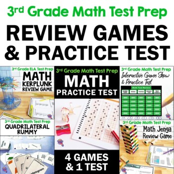 Preview of 3rd Grade MATH Test Prep Bundle: 4 Games & 1 Practice Test  FAST Test Review