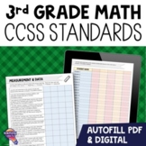 3rd Grade MATH CCSS Standards "I Can" Checklists | Autofil