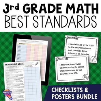Preview of 3rd Grade MATH CCSS Standards I Can Posters & Checklists Bundle