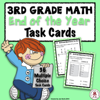 Preview of 3rd Grade MATH End of the Year Task Cards