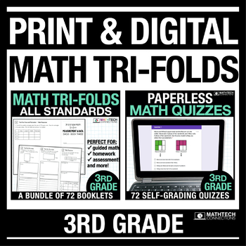 Preview of 3rd Grade MATH Quizzes Printable & Digital Review Distance Learning Google Forms