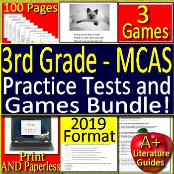 Preview of 3rd Grade MCAS Massachusetts Reading Test Prep Practice Tests and Games