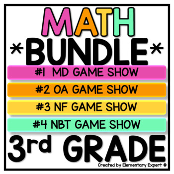 Preview of 3rd Grade MD, NF, NBT, OA Math Jeopardy Style Game Show BUNDLE