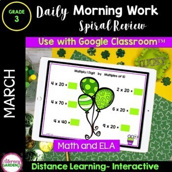 Preview of 3rd Grade MORNING WORK MARCH  DIGITAL Google Slides™  DISTANCE Learning