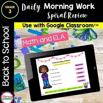 Preview of 3rd Grade MORNING WORK & SPIRAL REVIEW - Back to School - Google Slides™