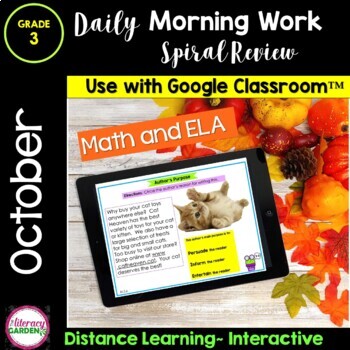 Preview of 3rd Grade MORNING WORK & SPIRAL REVIEW - OCTOBER Google Slides™