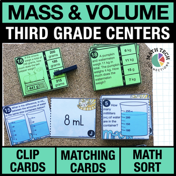 Preview of 3rd Grade Mass and Volume Math Centers - 3rd Grade Math Games