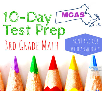 Preview of 3rd Grade Math Massachusetts MCAS Printable DISTANCE LEARNING / TEST PREP PACKET
