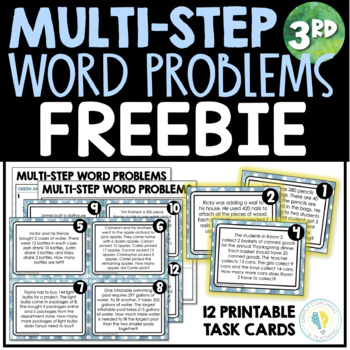 Preview of 3rd Grade Math 2 Step-Word Problem Task Cards FREEBIE