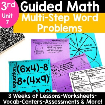 Preview of 2 Step Word Problems Worksheet Centers 2 Step Equations Multi-Step Word Problems