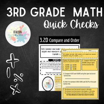 Preview of 3rd Grade Math 3.2D Compare and Order Whole Numbers Worksheet