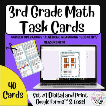 Preview of 3rd Grade TX STAAR Math #1 | 40 Card Collection | Task Cards | w/ Digital Access