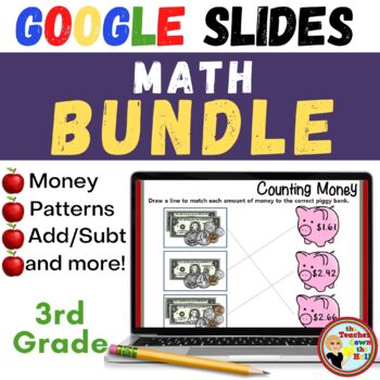 Preview of 3rd Grade Math Activities - Digital Money, Time, Multiplication, and Patterns