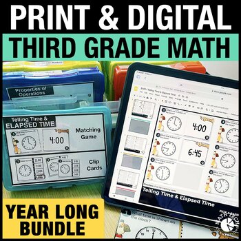 Preview of 3rd Grade Math Centers Printable & Digital Math Activities for Distance Learning