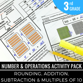 Preview of 3rd Grade Math Review Packet | Rounding Numbers | Addition within 1000