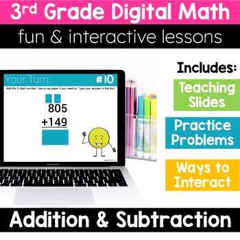 Preview of 3rd Grade Math 3 Digit Addition and Subtraction 3.NBT.2 Digital Math Activities