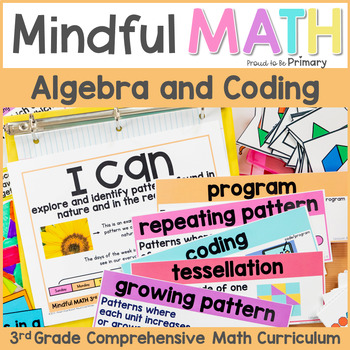 Preview of 3rd Grade Math - Algebra, Patterns, Coding, Tessellation Activities & Worksheets